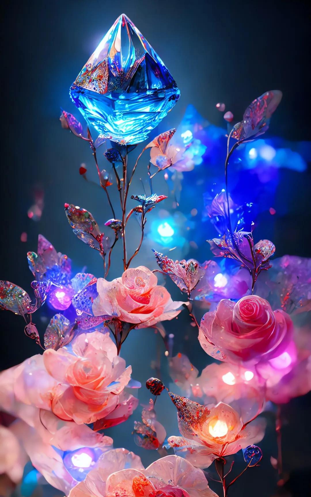 ai绘画花图文,ai绘画水晶花教程