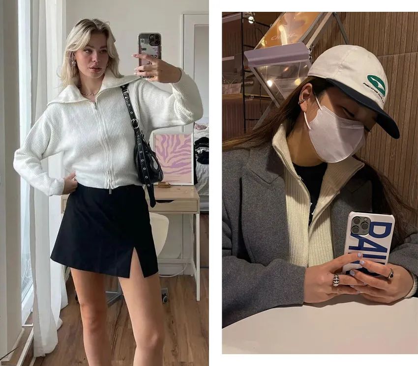 小个子拼接毛衣棉服最新款时髦,秋冬慵懒毛衣棉服内搭