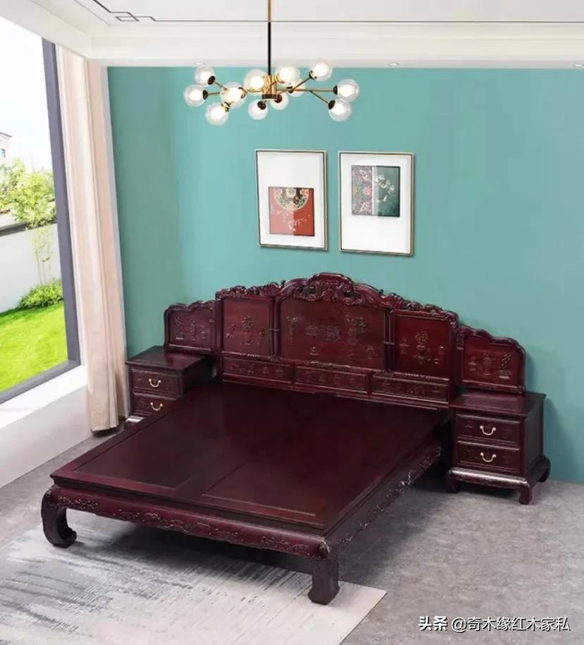 八宝高低床三件套，背板精雕八宝纹饰多种吉祥纹饰！木友直呼：绝