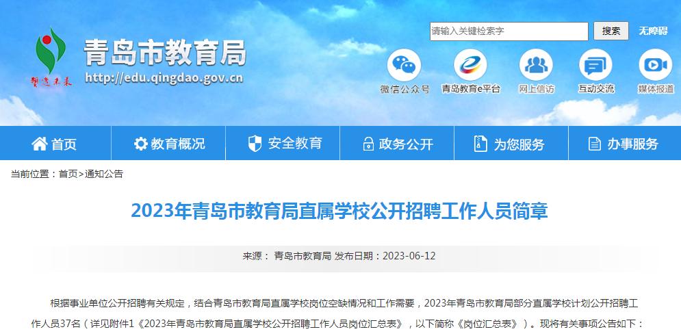 青岛市直招聘简章,青岛最新招聘公告